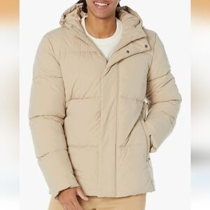 Amazon Essentials Mens Mid-Length Hooded Puffer Coat
